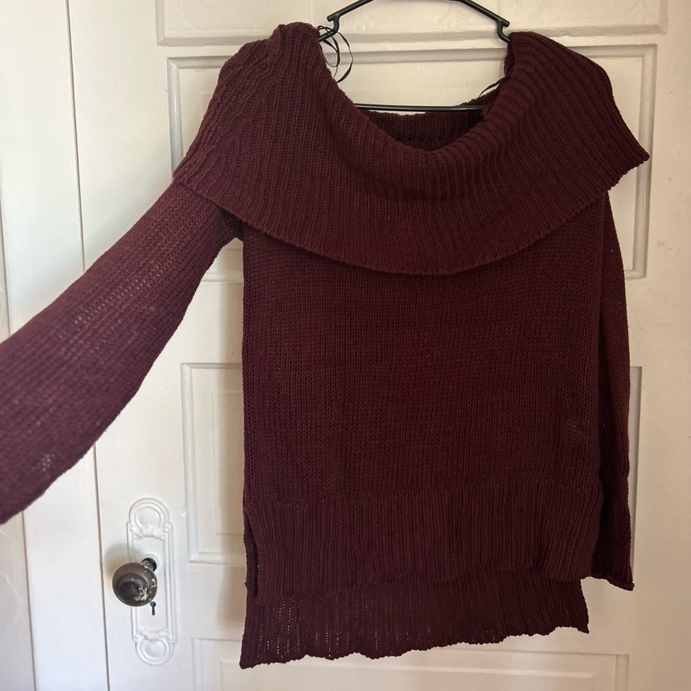 Red off the shoulder sweater